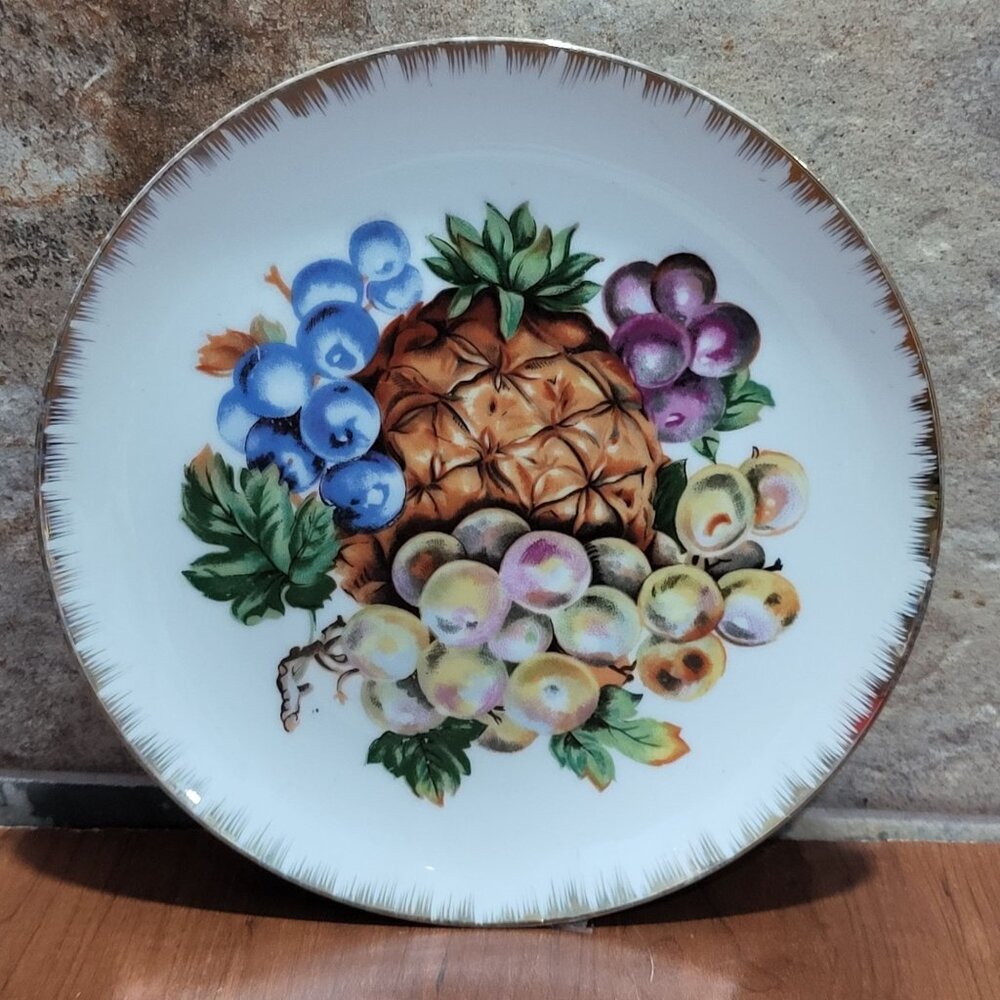 Vintage Decorative Plate Fruit Design Hand Painted